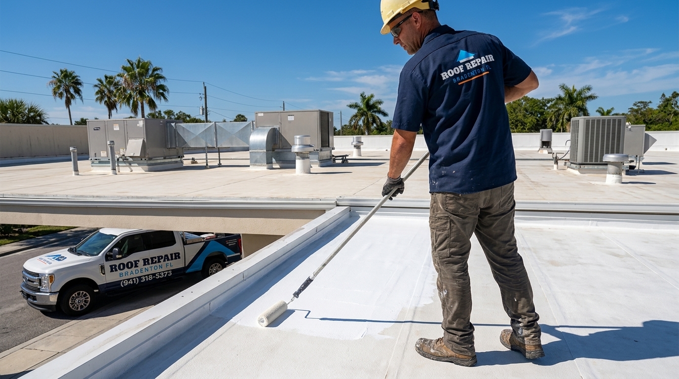 TPO and modified bitumen flat roof membrane repair by Roof Repair Bradenton FL in Bradenton, Florida
