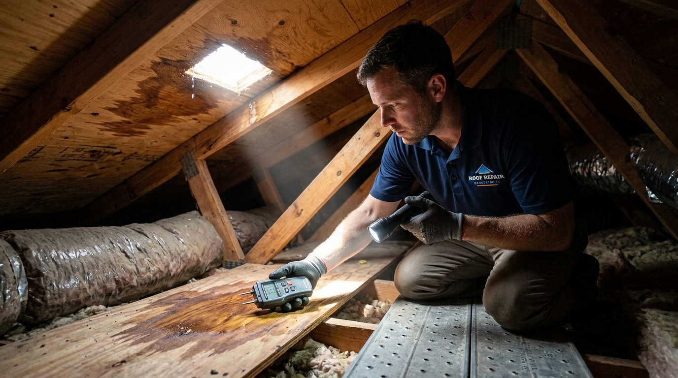 Roof leak detection and moisture testing by Roof Repair Bradenton FL in Manatee County